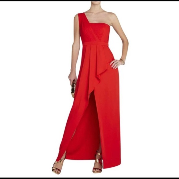 BCBGMaxAzria Dresses & Skirts - Bcbg Kristine One-Shoulder red Peplum Gown